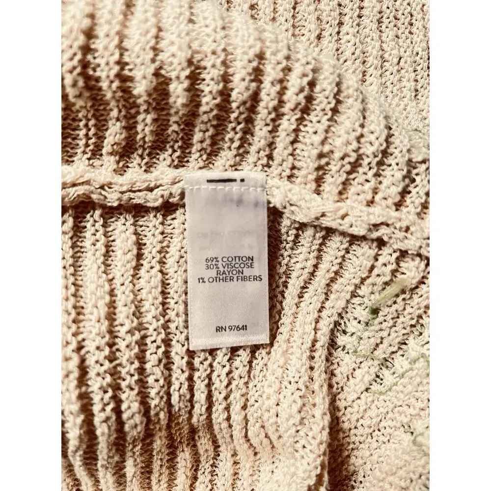 J.Jill Women’s Light & Airy Textured Boatneck Beige 3/4 Sleeves Sweater Sz. MP